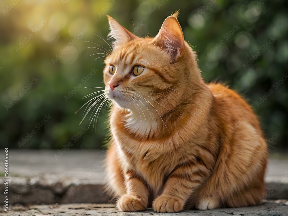 orange cat with blur background, orange cat is sitting and looking orange cat with blur background, orange cat is sitting and looking