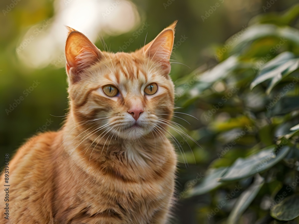 orange cat with blur background, orange cat is sitting and looking orange cat with blur background, orange cat is sitting and looking