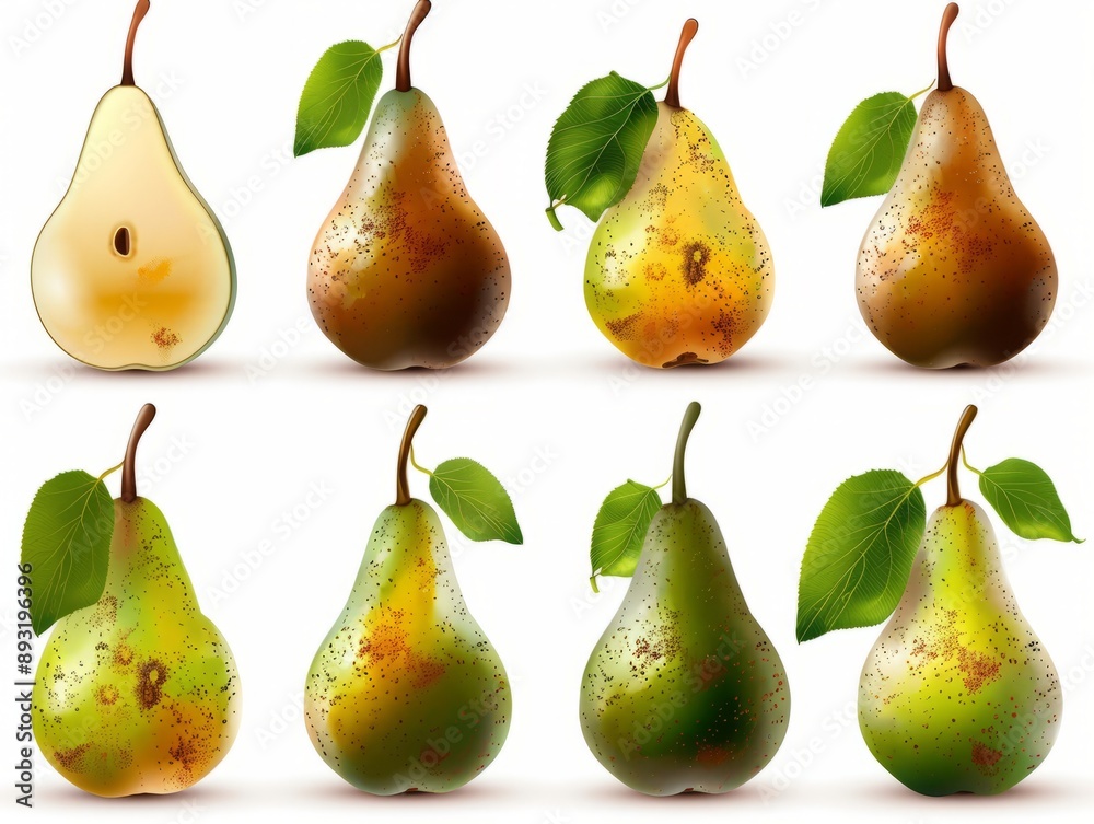 Pearfection: A Mouthwatering Collection on a White Canvas