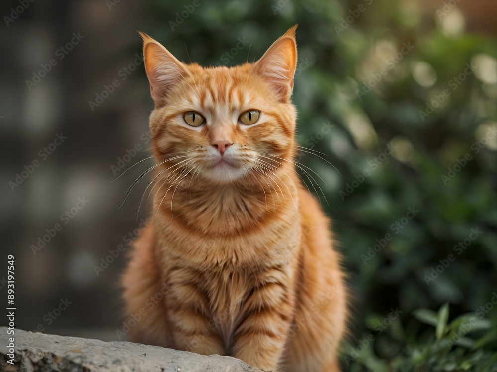 orange cat with blur background, orange cat is sitting and looking orange cat with blur background, orange cat is sitting and looking