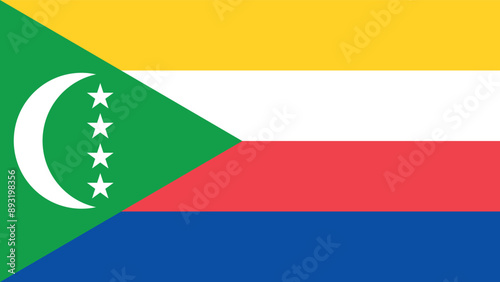 Official vector flag of 
Union of Comoros Islands. Illustration eps10. Union of Comoros