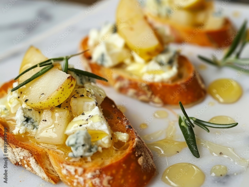 Tantalizing Crostini: A Symphony of Blue Cheese, Pear, and Honey