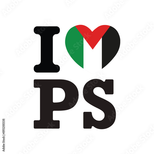 I Love PS Palestine Design for TShirts