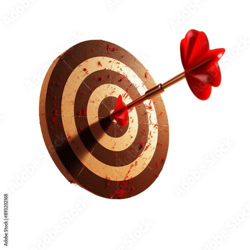 A target with an arrow in the middle, Isolated on transparent PNG background, Generative ai