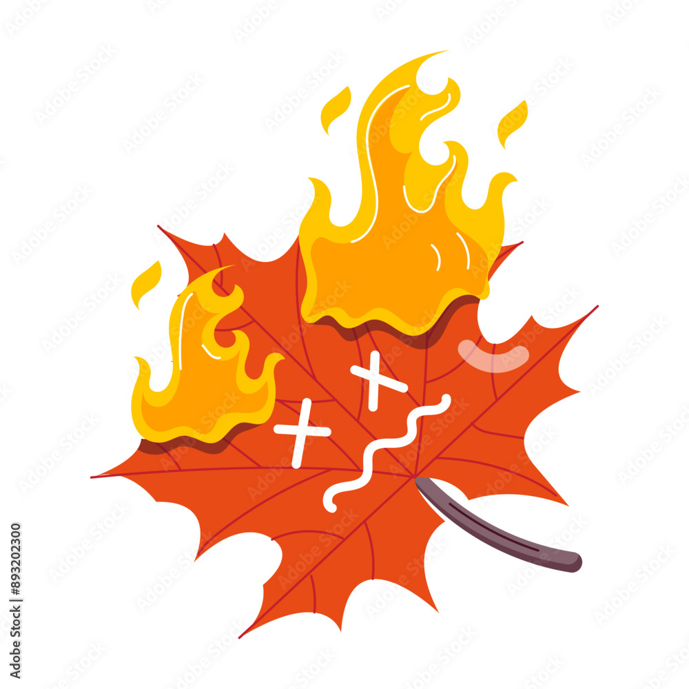 A flat style sticker of burning leaf
A flat style sticker of burning leaf