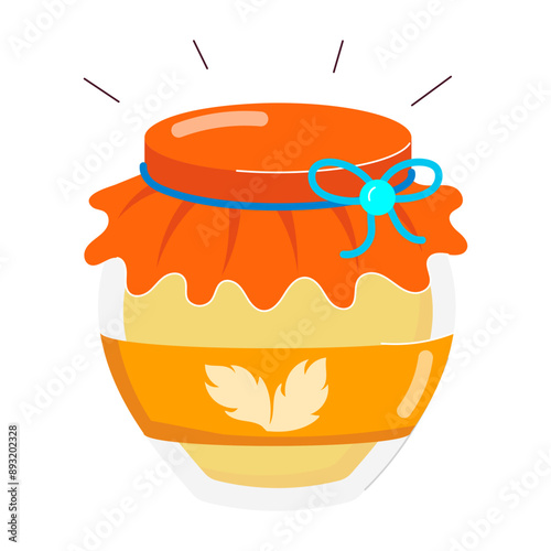 A flat style sticker of honey pot 

