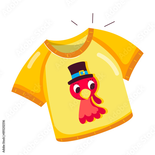 A flat sticker of thanksgiving shirt with a turkey on it  

