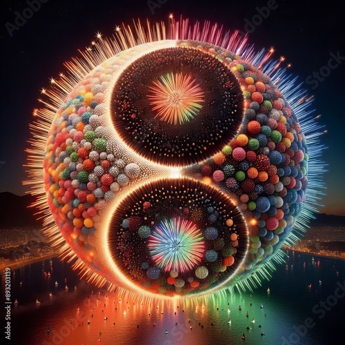 113 56. Yin-yang shells_ Large, spherical fireworks that explode photo