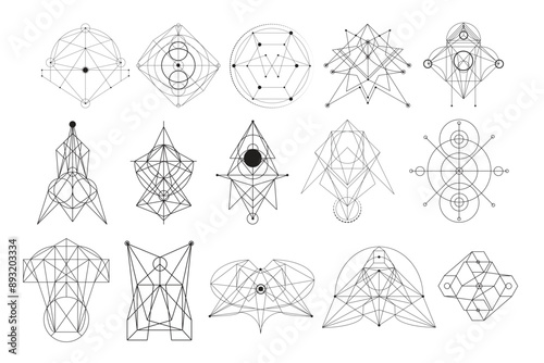Flat design sacred geometry element collection
