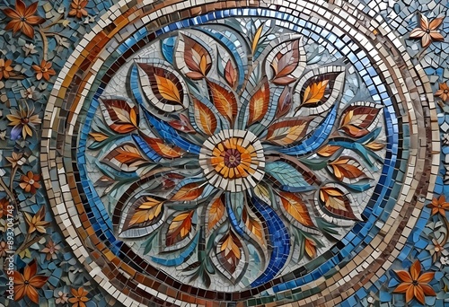 mosaic art tiles flower design