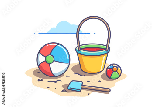 beach ball and bucket