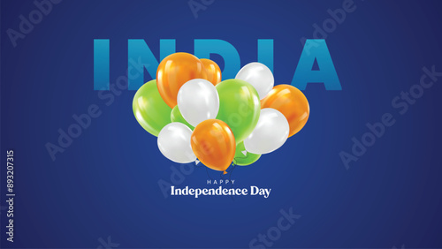 Independence day India vector illustration with balloons and Indian flag background