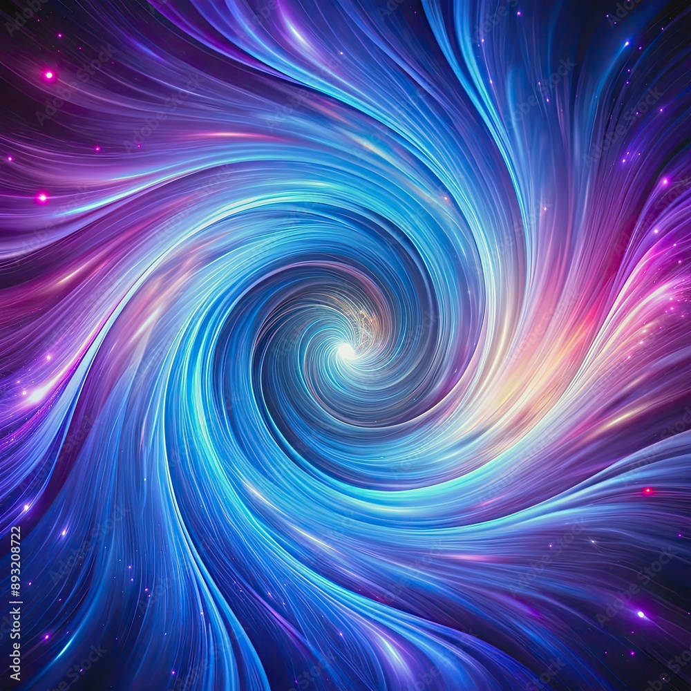Vibrant swirling vortex of blue and purple hues evokes a sense of infinite possibility, symbolizing the cutting-edge advancements and endless frontiers of future technology.