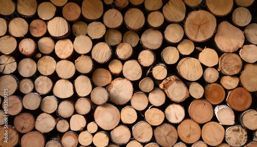 Winter's Fuel: Stack of Wood Logs in Storage"