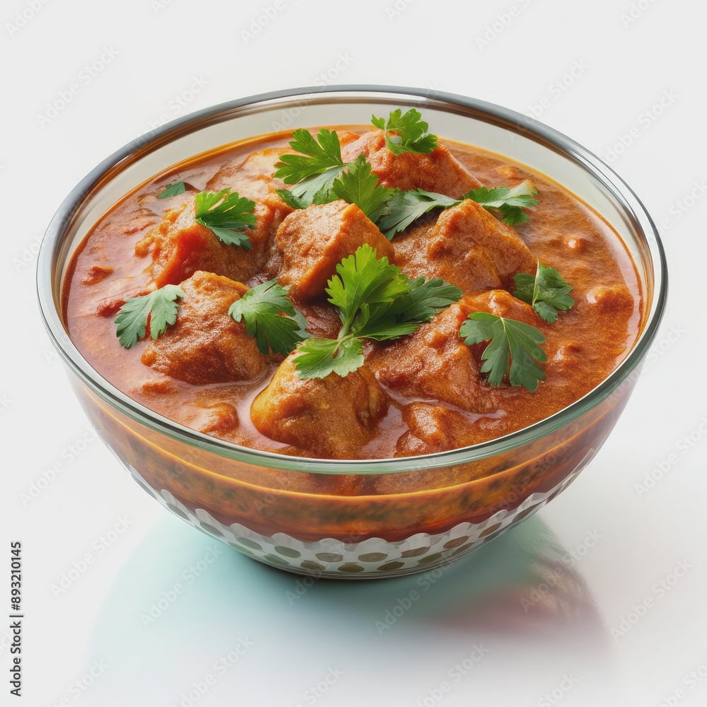 Vibrant 3D illustration of popular Indian dish chicken makhani in a decorative bowl, garnished with fresh cilantro, against a transparent background for product showcase. Vibrant 3D illustration of popular Indian dish chicken makhani in a decorative bowl, garnished with fresh cilantro, against a transparent background for product showcase.