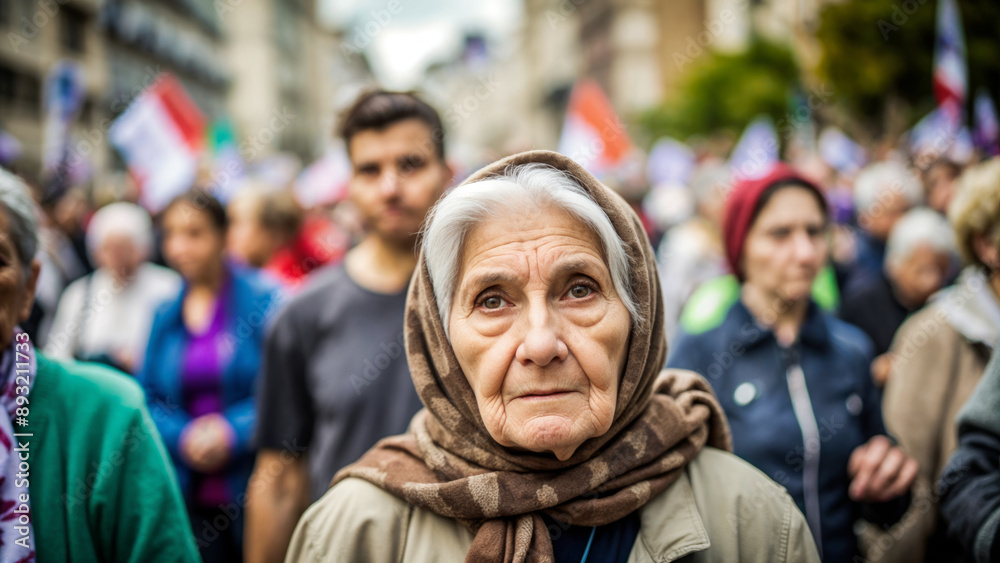 Crowd of protesters at a public demonstration highlighting the essence of collective action and civic engagement Crowd of protesters at a public demonstration highlighting the essence of collective action and civic engagement