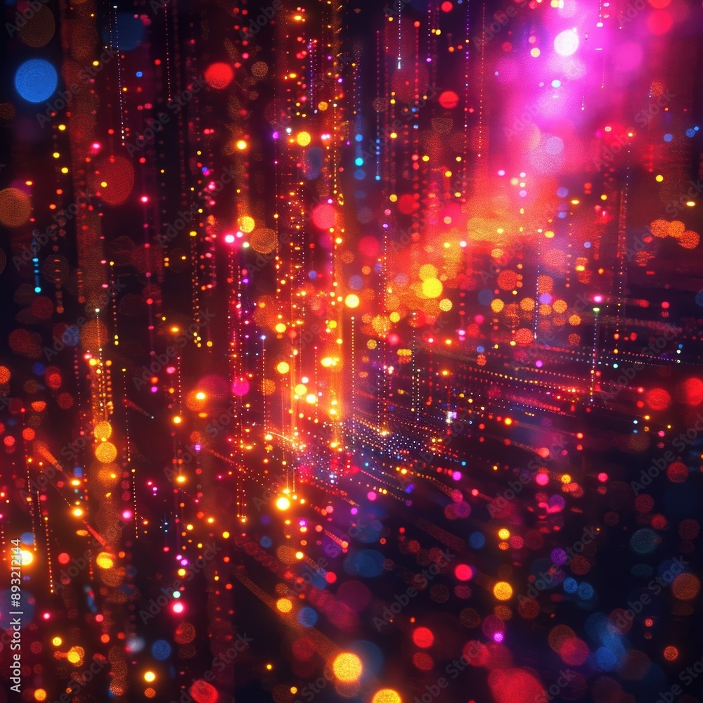 Vivid abstract background with colorful bokeh lights and lens flares, creating a festive and dynamic visual experience. Vivid abstract background with colorful bokeh lights and lens flares, creating a festive and dynamic visual experience.