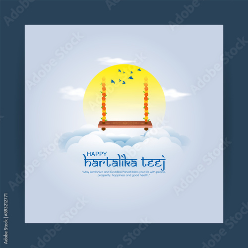 Vector illustration of Happy Hartalika Teej social media feed template photo