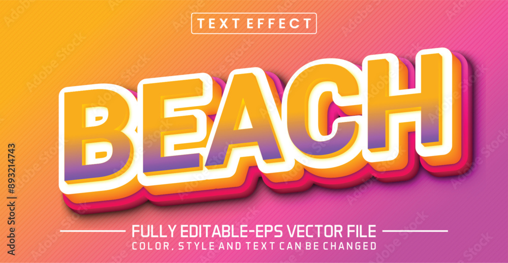 Obraz premium Beach font Text effect editable