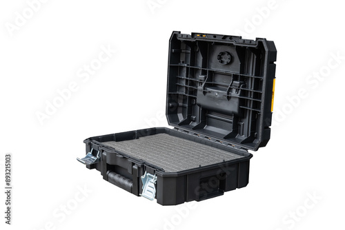 Tool box or tool chest with Polyethylene Foam Sheet for protect equipment and accessories, workbox watertight or Plastic box  isolated on white ,