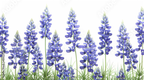 Immerse in a Texas garden adorned with vibrant bluebonnet blooms captured in a stunning 3D rendered illustration.