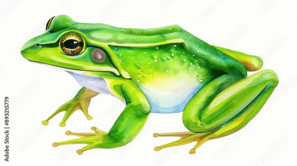 Obraz premium Detailed watercolor illustration of an isolated frog, perfect for nature lovers and art enthusiasts.