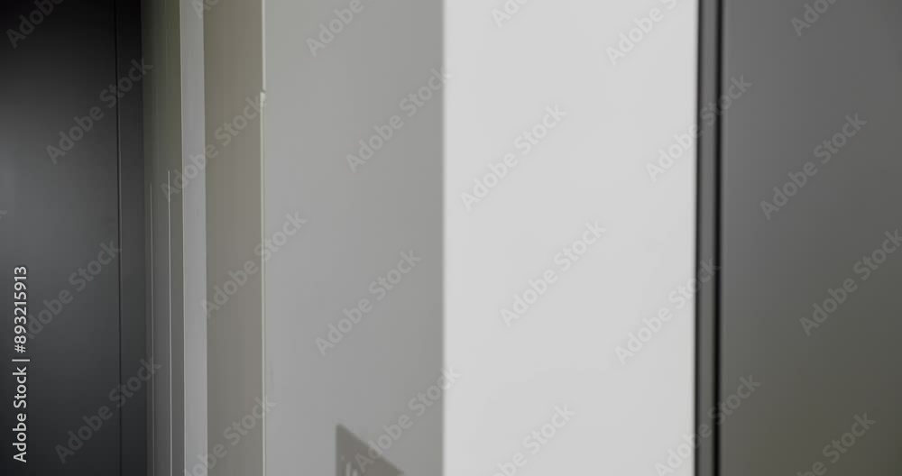 White and Gray background texture board. Wooden panels in modern room. Empty room and wood panels wall background. Gray and white panels in modern minimalist interior. 