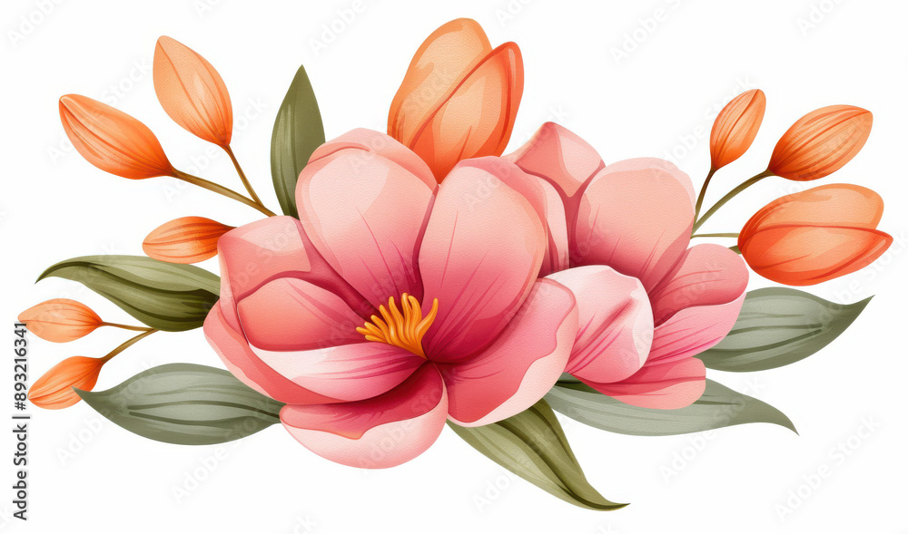 Obraz premium Delicate watercolor bouquet, vibrant blooms, ideal for cheerful event branding or promotional designs, enhancing your special moments.