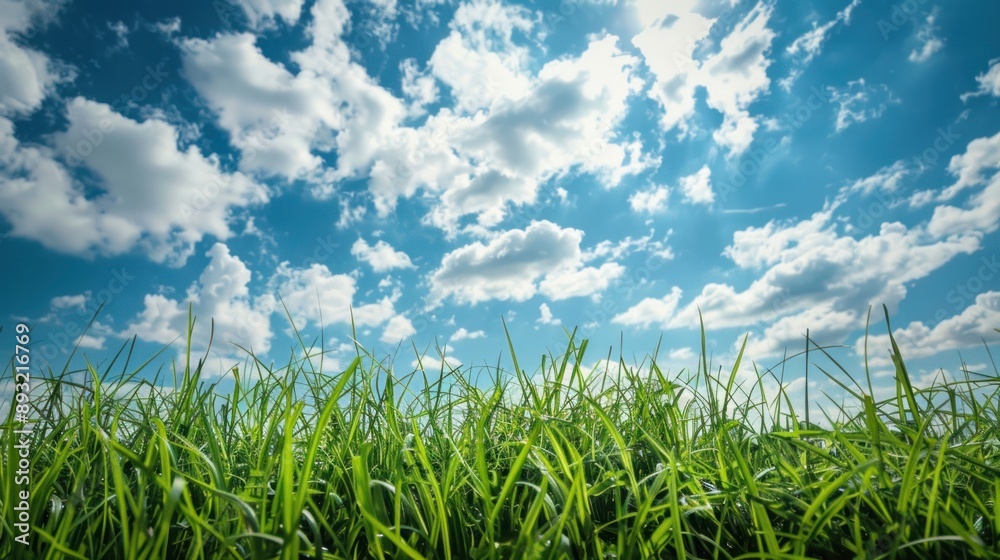 Fototapeta premium Green Grass and Blue Sky