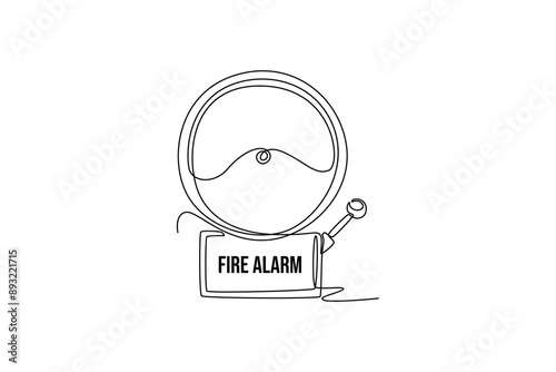 Firefighters with firefighting equipment concept. Single line draw design vector graphic illustration.