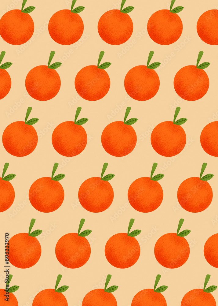 Orange fruits pattern over peach background