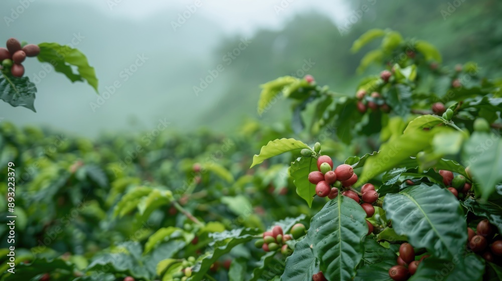 Bountiful Coffee Bean Harvest on Lush Plantation Paradise Bountiful Coffee Bean Harvest on Lush Plantation Paradise