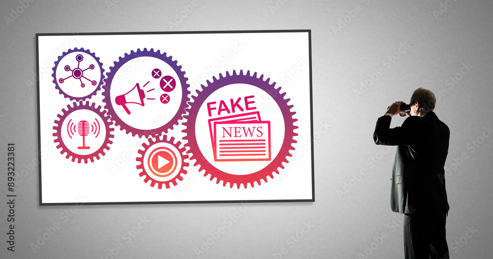 Fake news concept on a whiteboard Fake news concept on a whiteboard