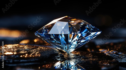 a large diamond is on a log next to a log.