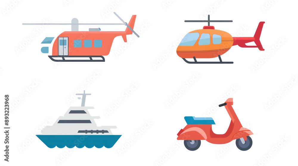 A minimalist vector icon set of transportation A minimalist vector icon set of transportation