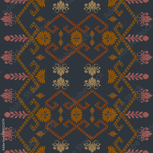 Geometric Ethnic pattern design for background or wallpaper and clothing .