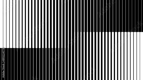 Line Halftone Gradient Effect Pattern. Vertical Straight Lines Background. Black and White Abstract Texture with Parallel Stripes Thick to Thin. Vector Illustration.