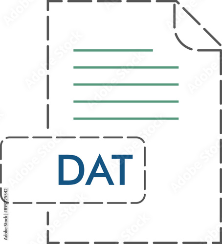DAT  File format icon rounded dashed outline