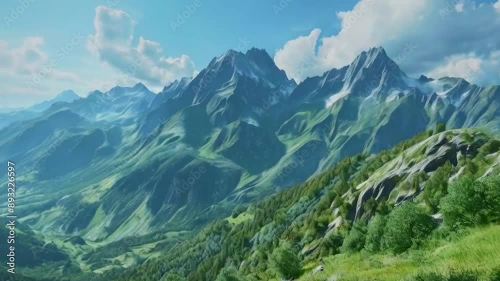 two scenes of beautiful green mountain Aerial view wide angle two scenes of beautiful green mountain Aerial view wide angle