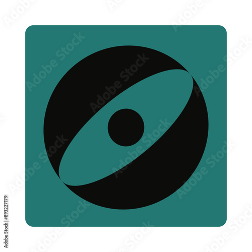 Bold print of circles, figures on Brutalism icon. Abstract Brutalist sign, eye on geometric shape. Patch in Bauhaus style, y2k design element. Flat isolated vector illustration on white background