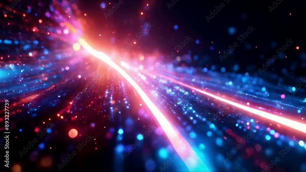 Futuristic animation with particle stripe object and light in slow motion Futuristic animation with particle stripe object and light in slow motion