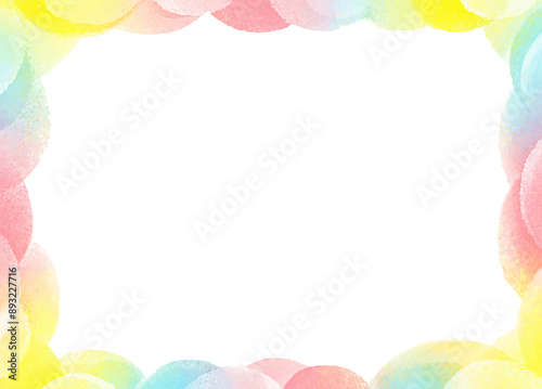 ふわふわしたレインボードットのカラフルフレーム_Fluffy rainbow dot colorful frame