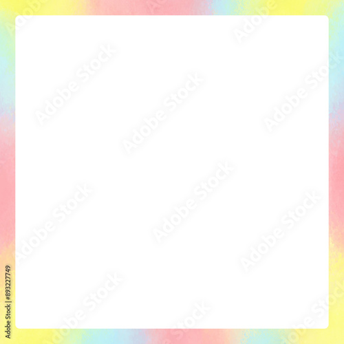 ふわふわしたレインボーカラフルフレーム_Fluffy rainbow colorful frame material