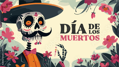 Day of the Dead. Cute man in Mexican sombrero. Vector illustration.