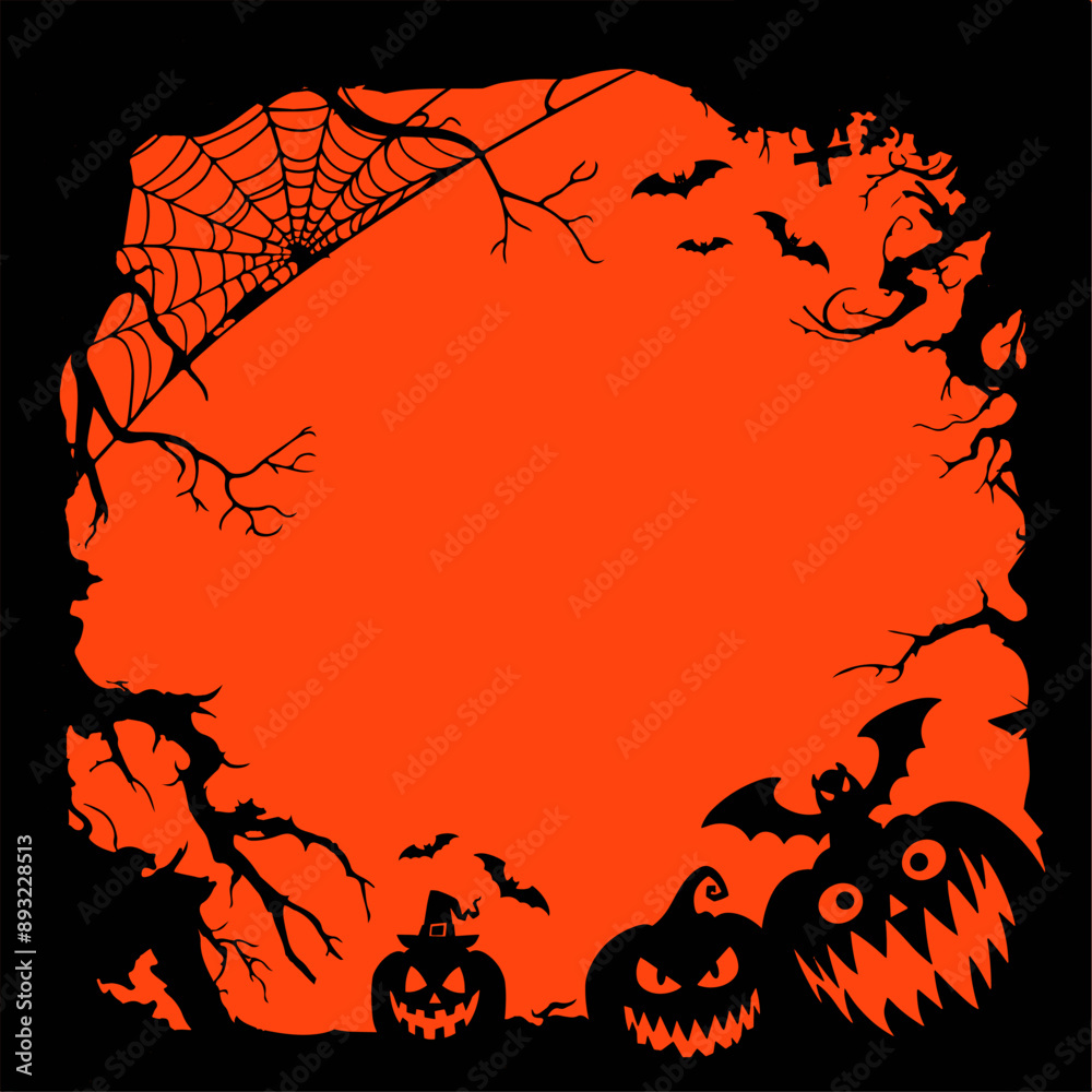 Halloween frame with pumpkins, bats and spiders. Vector illustration. Halloween frame with pumpkins, bats and spiders. Vector illustration.