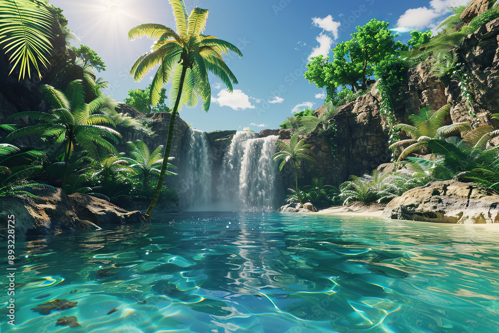 Generative ai on theme of beautiful majestic waterfall in natural nature, national park attraction Generative ai on theme of beautiful majestic waterfall in natural nature, national park attraction