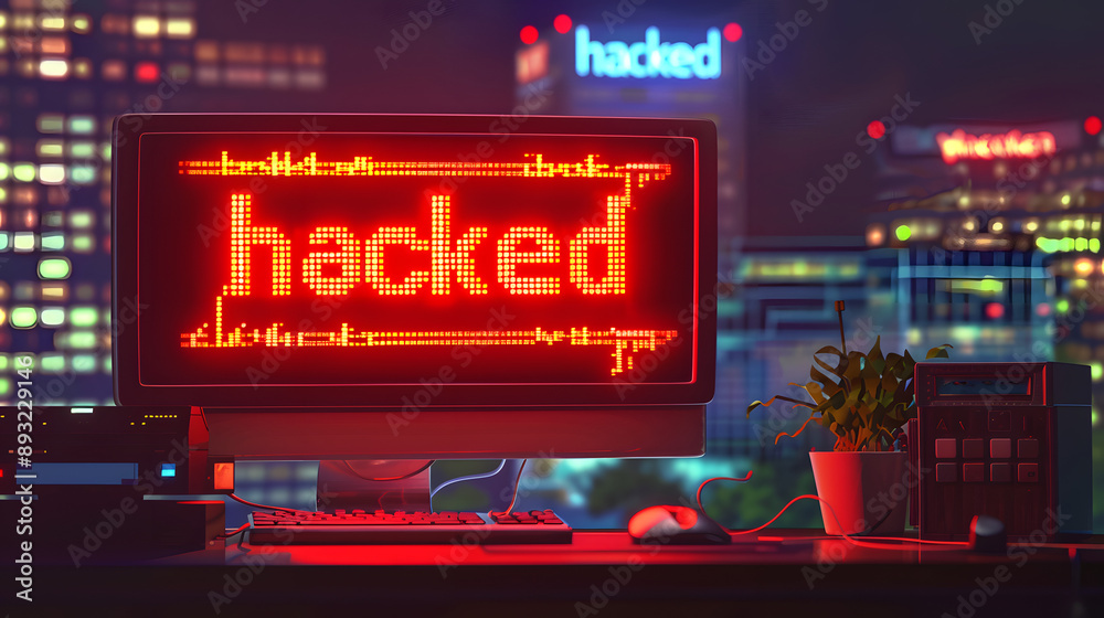 a website on screen with hacked written in red on it a website on screen with hacked written in red on it