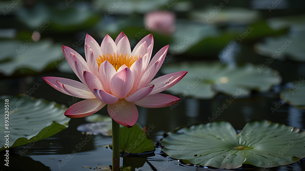 A lotus flower blooming in a pond, symbolizing purity and spiritual significance in Indian culture. A lotus flower blooming in a pond, symbolizing purity and spiritual significance in Indian culture.