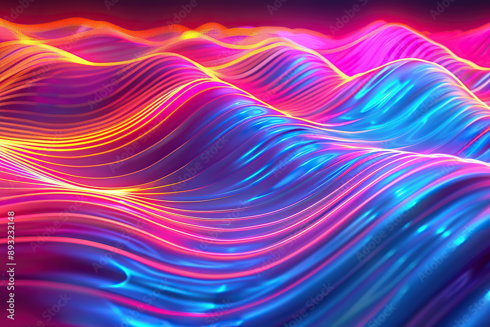 Obraz premium Beautiful texture surface neon wave, design natural abstract background
