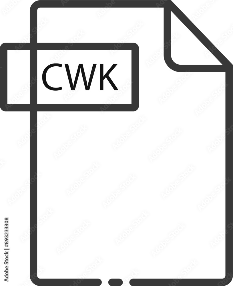 CWK   File format minimal icon with black outline